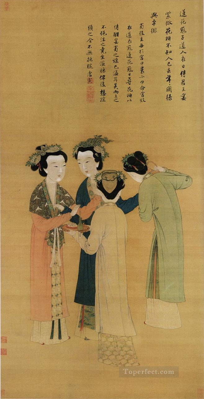 court ladies of the former shu old China ink Oil Paintings